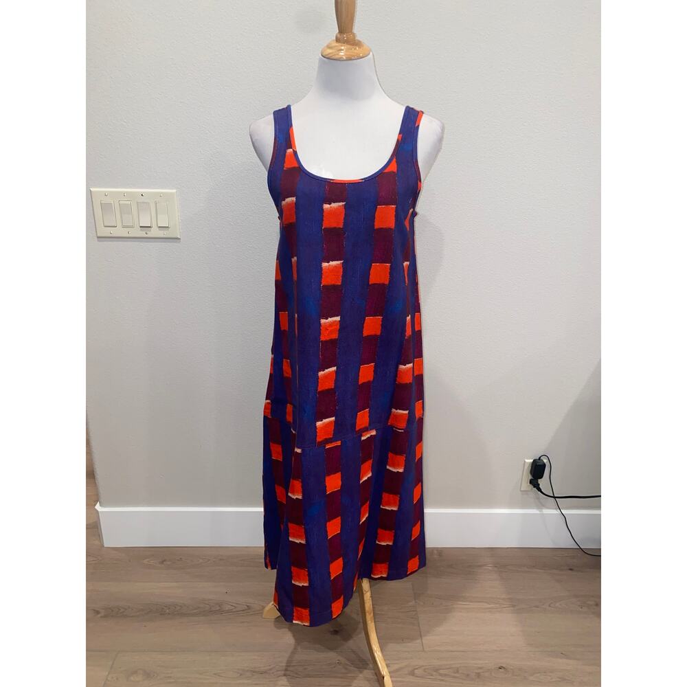 Folk Brand Dress Cotton Sleeveless Midi Slip Dress Style Size 1 Small Red/Blue